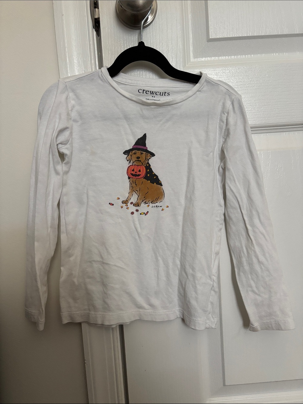 Crewcuts White Long-Sleeve Tee with Halloween Dog Graphic